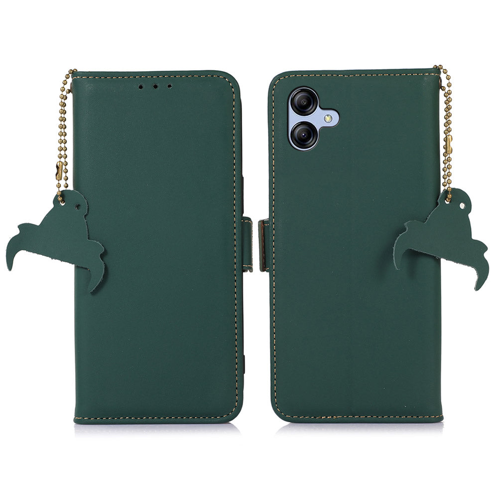 For Samsung Galaxy A05 4G Case RFID Blocking Genuine Cow Leather Flip Phone Cover For Samsung Galaxy A05 4G Case RFID Blocking Genuine Cow Leather Flip Phone Cover